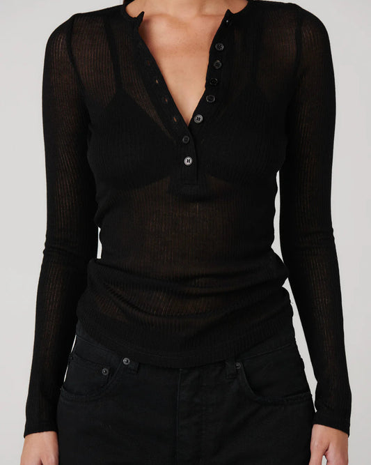 XAVIER BUTTON TOP - BLACK