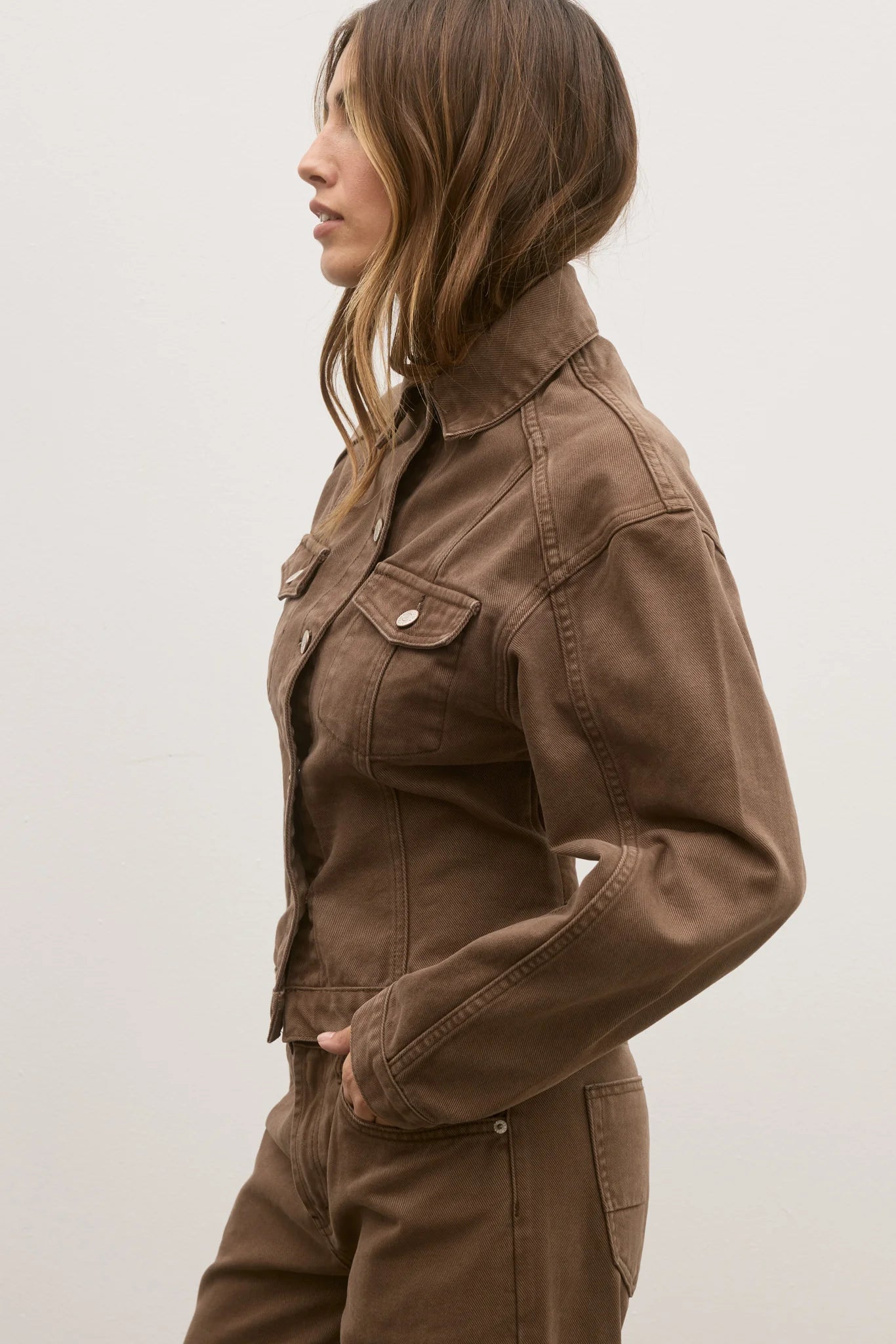VIOLET DENIM JACKET - CHOCOLATE