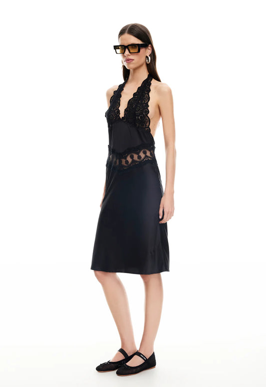 SOLANA MIDI DRESS - ONYX
