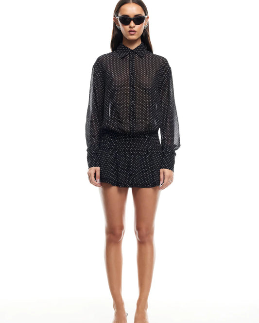 GIRLS GIRLS GIRLS MINI DRESS - ONYX POLKA