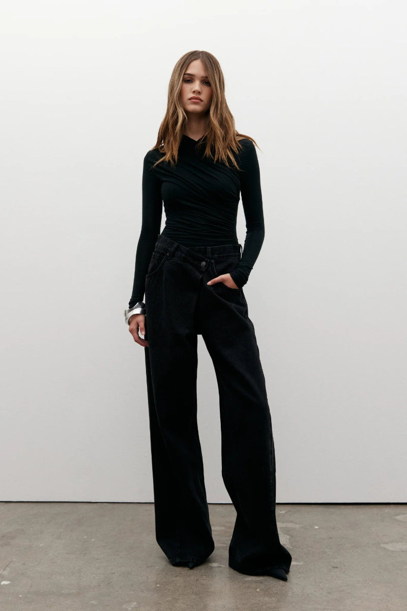 Palace Fold Waist Jean - Backstage Black