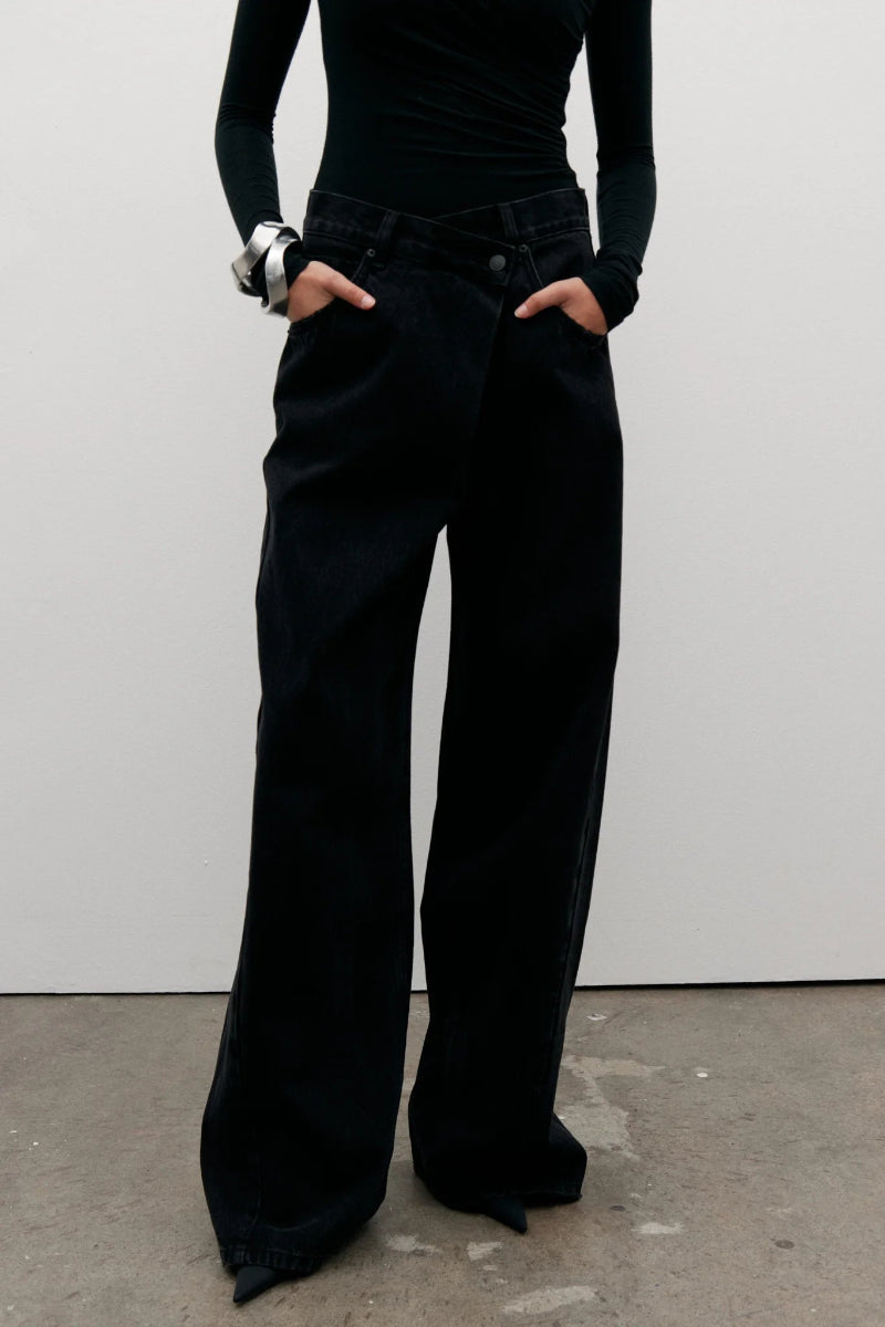 Palace Fold Waist Jean - Backstage Black