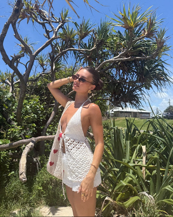 Rose Halter Top - White