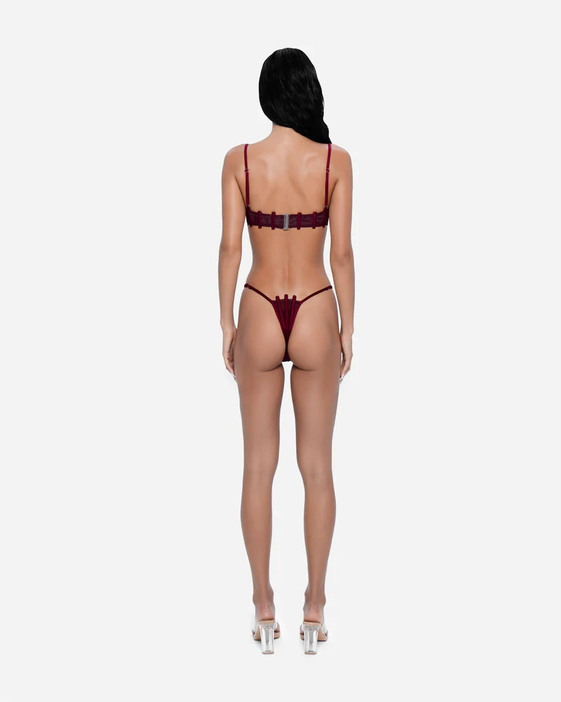 Corset Bikini Bottom - Wine Red