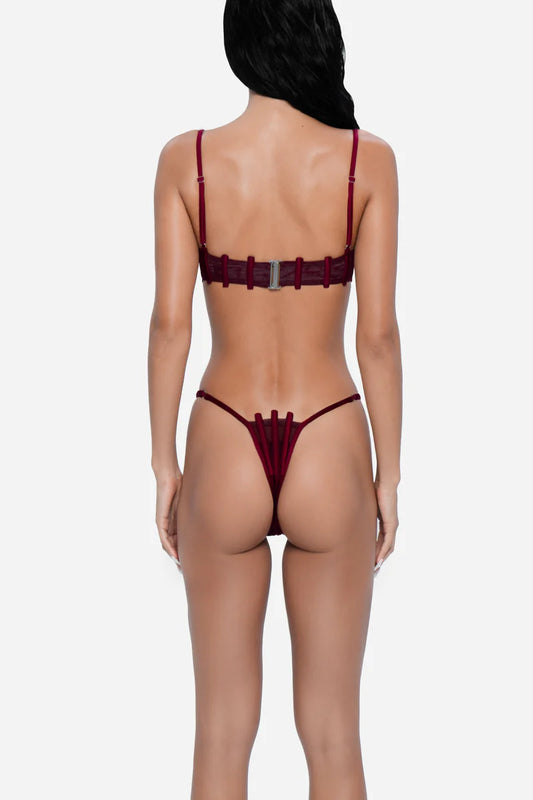 Corset Bikini Bottom - Wine Red