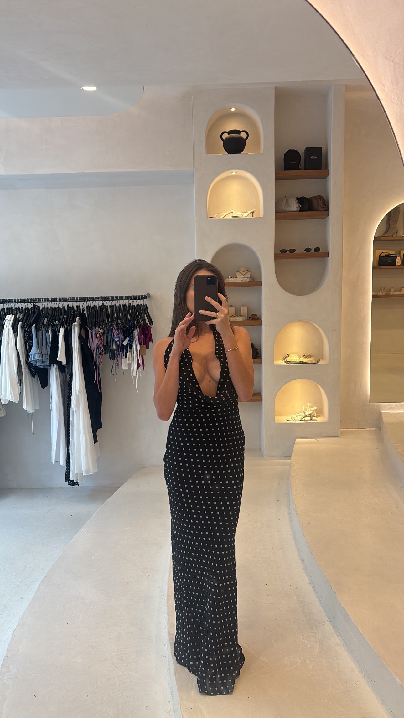 Lexie Maxi Dress - Black Polka