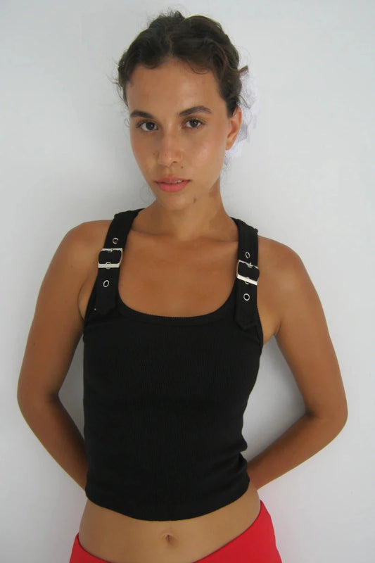 Esperanza Buckle Tank Top - Black