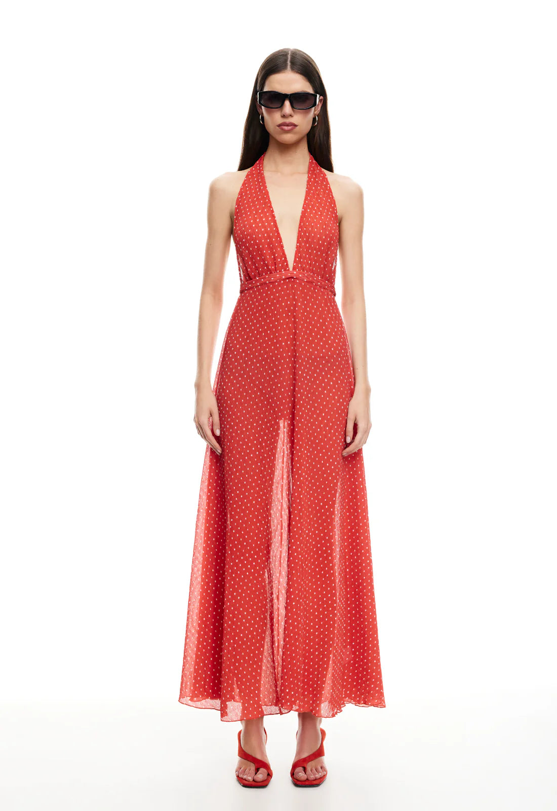 DISTRICT MAXI DRESS - TOMATO POLKA