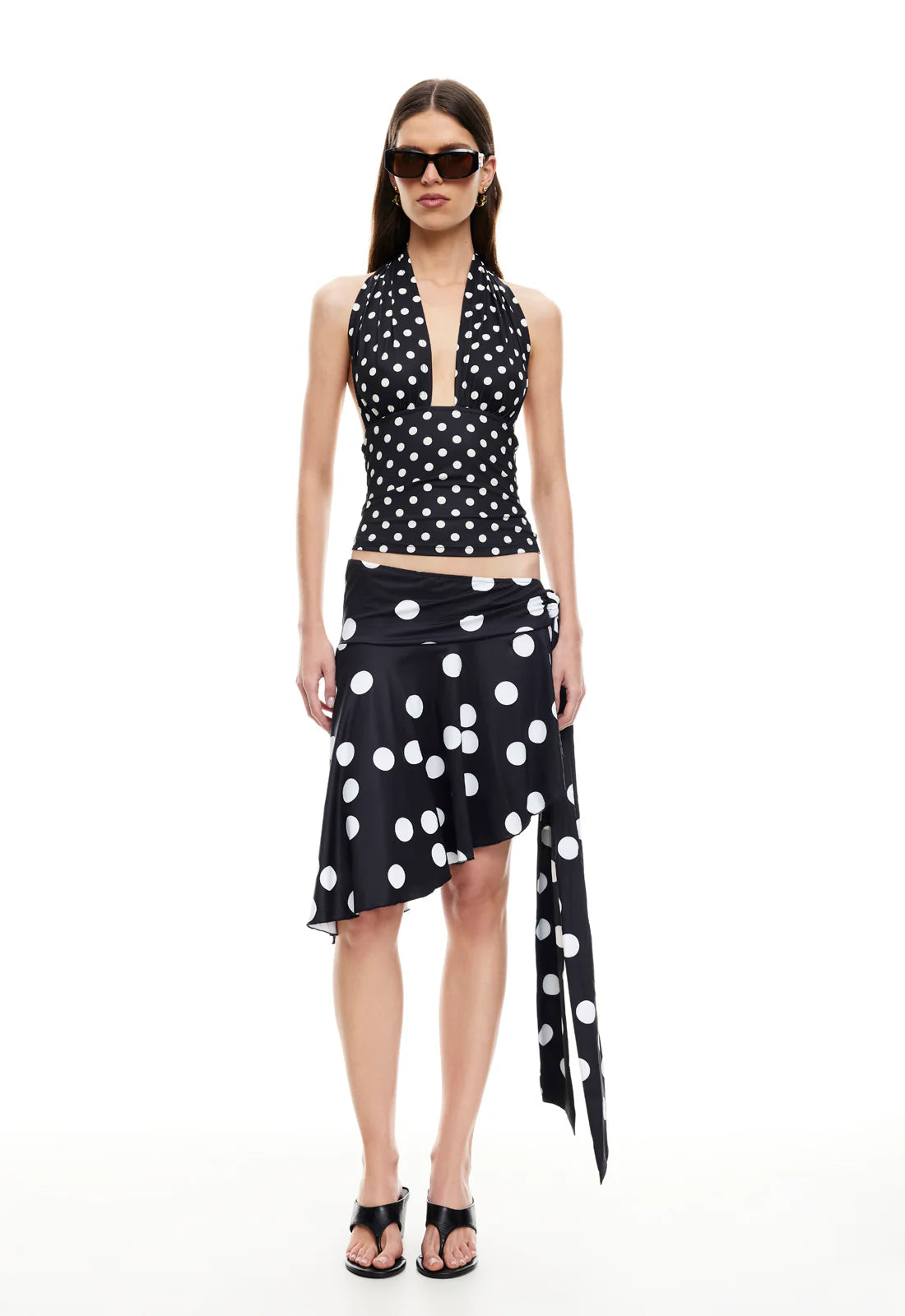 SAFARI MIDI SKIRT - NOIR POLKA