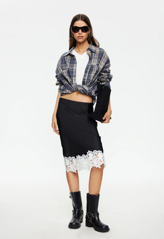 ANCHORED MIDI SKIRT - NOIR