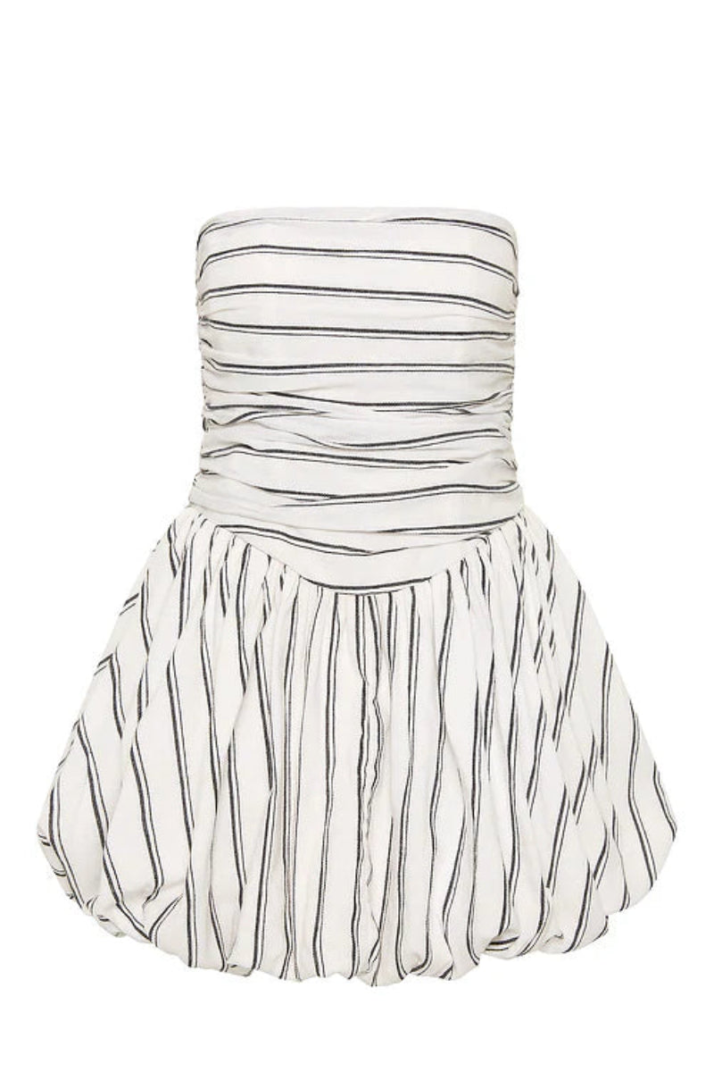Jane Stripe Bubble Mini Dress - Noir Stripe
