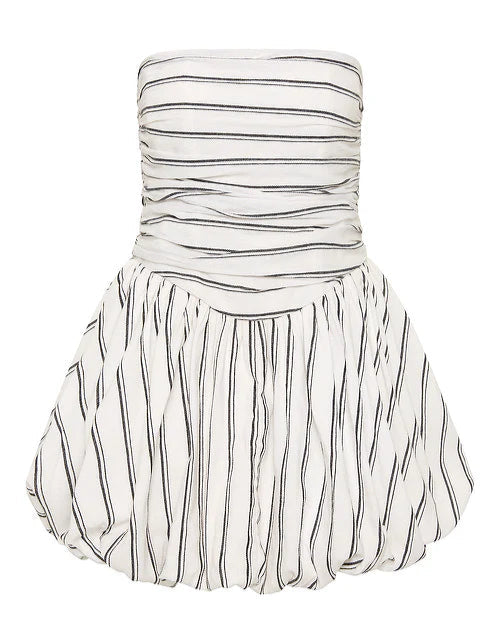 Jane Stripe Bubble Mini Dress - Noir Stripe