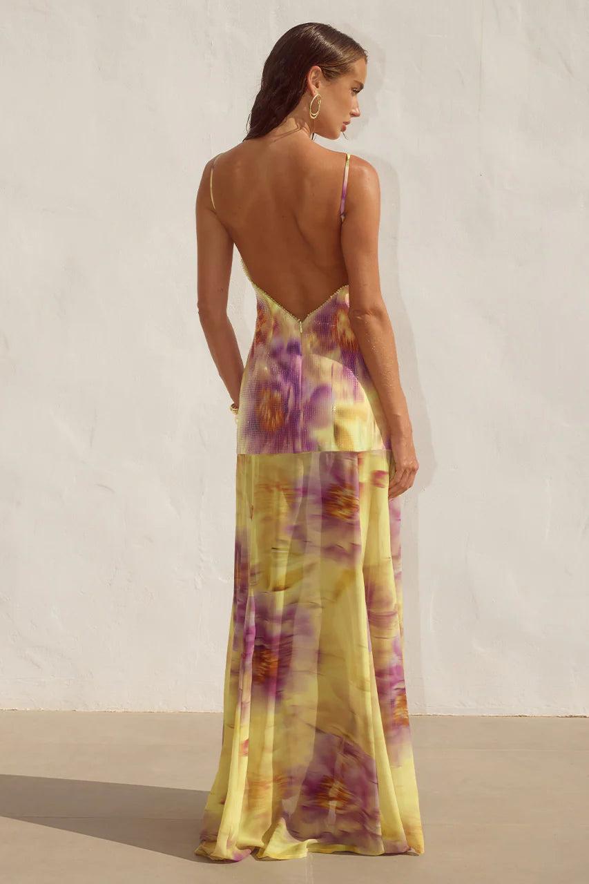 TULIA LOW BACK MAXI DRESS - SURI YELLOW