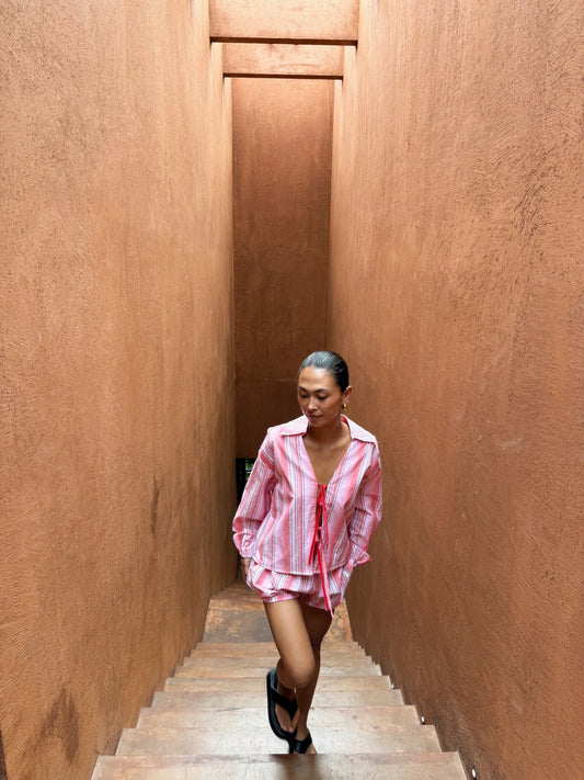 Andriana Tie Top - Coral Rose