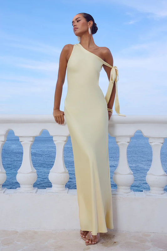 VIOLA ONE SHOULDER MAXI DRESS - BUTTERMILK