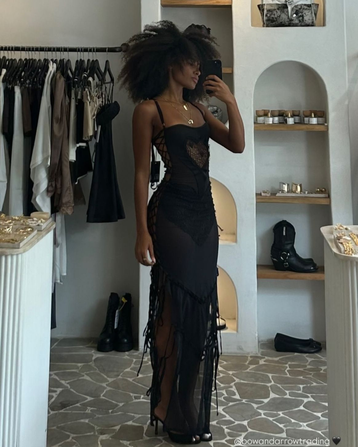 Heart Lace Maxi Dress - Black