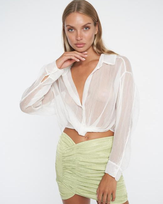 B&A Anja Satin Sheer Wrap Top