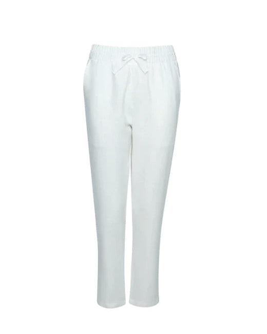 By Tegan - Eadie Drawstring Linen Pant - Le Blanc