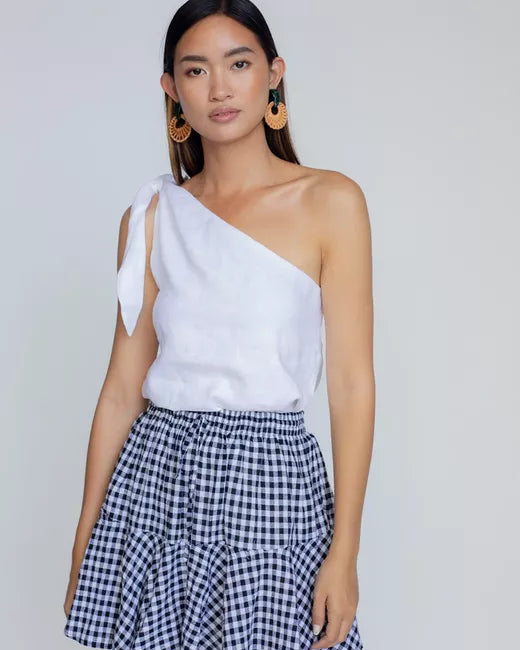 SamaCollective white linen top womens one sholder top by tegan