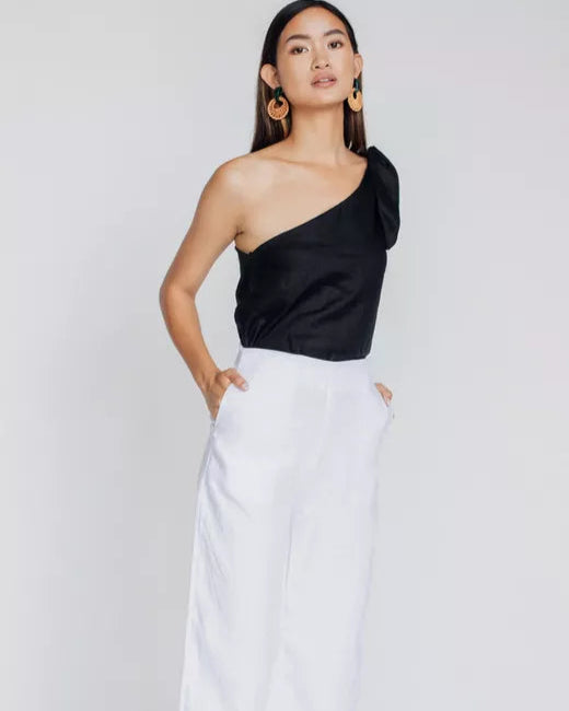 GOLDIE ONE SHOULDER TOP / NOIR