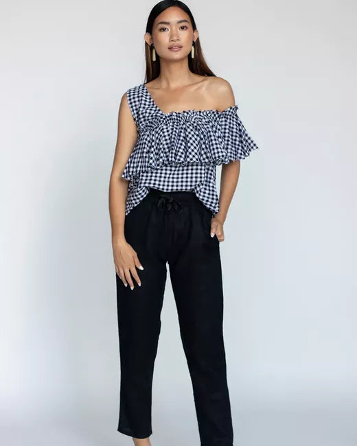 black linen pants wemens sama by tegan