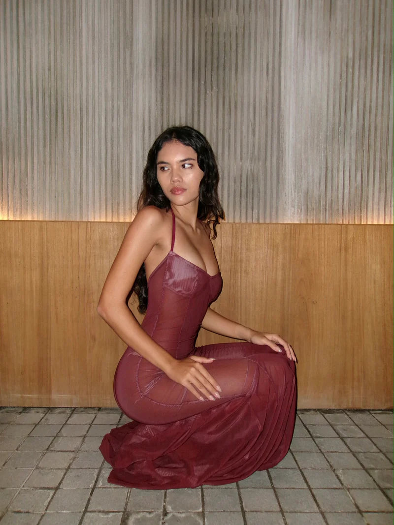 Siren Maxi Dress - Wine Red