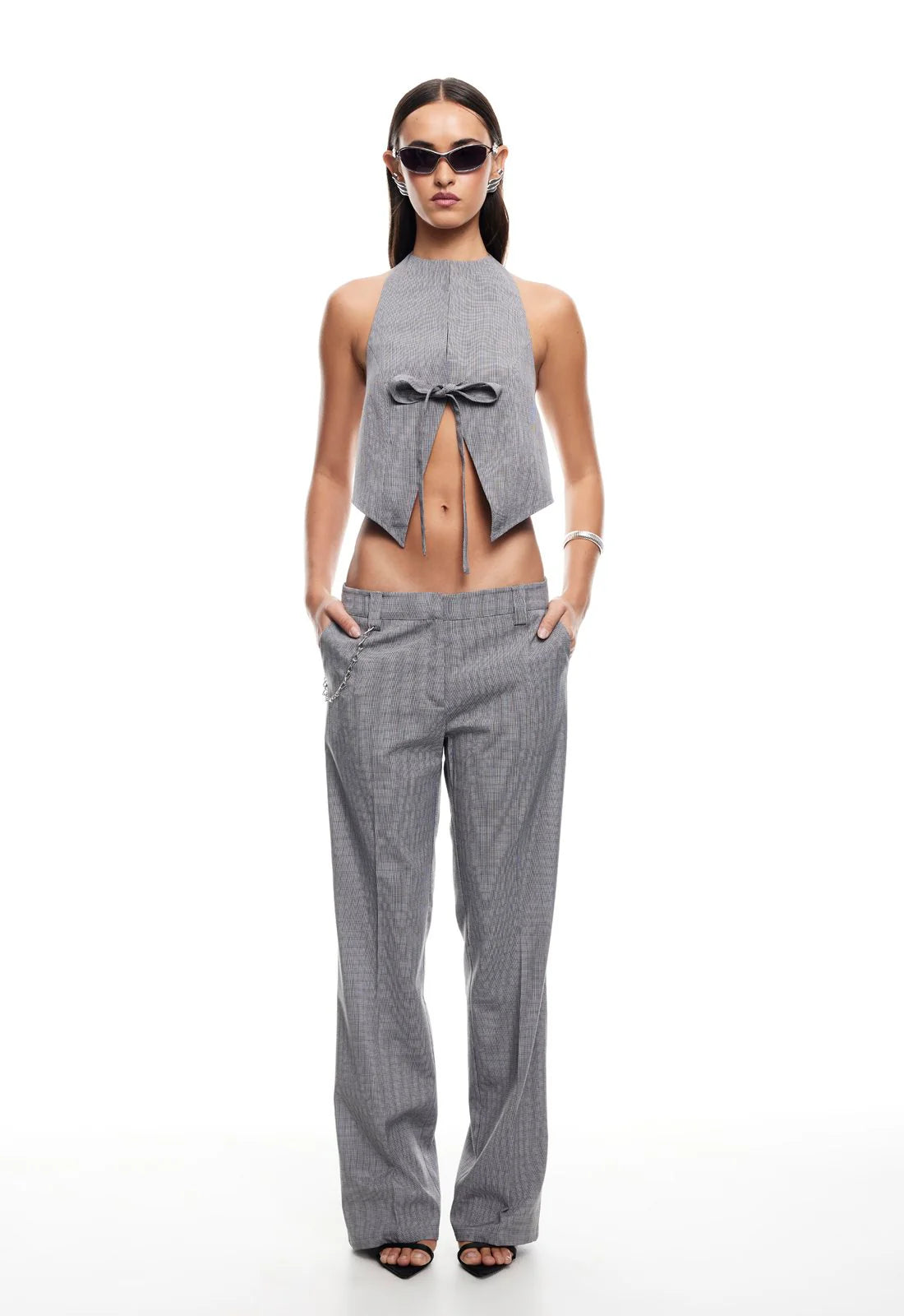 Butterfly Tie Top - Onyx Gingham