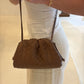 AMANI WOVEN LEATHER POUCH -BISCUIT