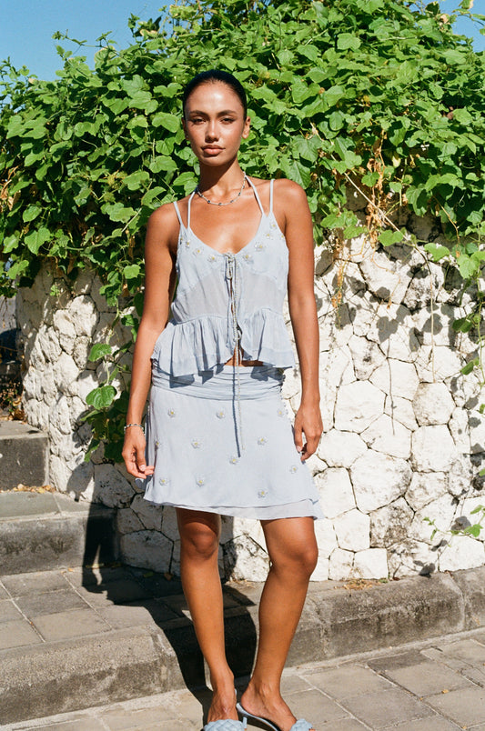 Plumeria Top - Blue