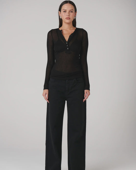 XAVIER BUTTON TOP - BLACK