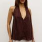 CLEA HALTER TOP - BROWN