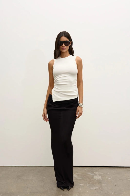 LANA ROUCHED TANK - WHITE