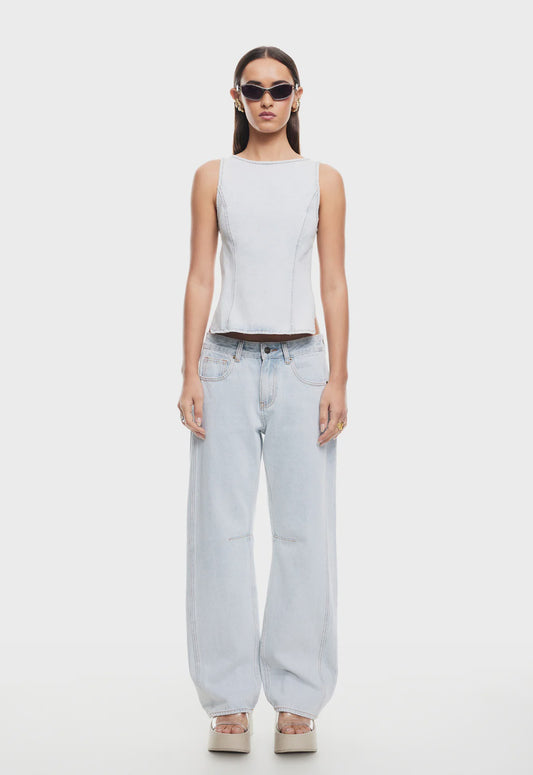 Rider Backless Top - Light Denim