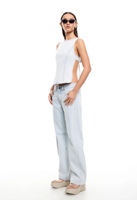 Rider Backless Top - Light Denim