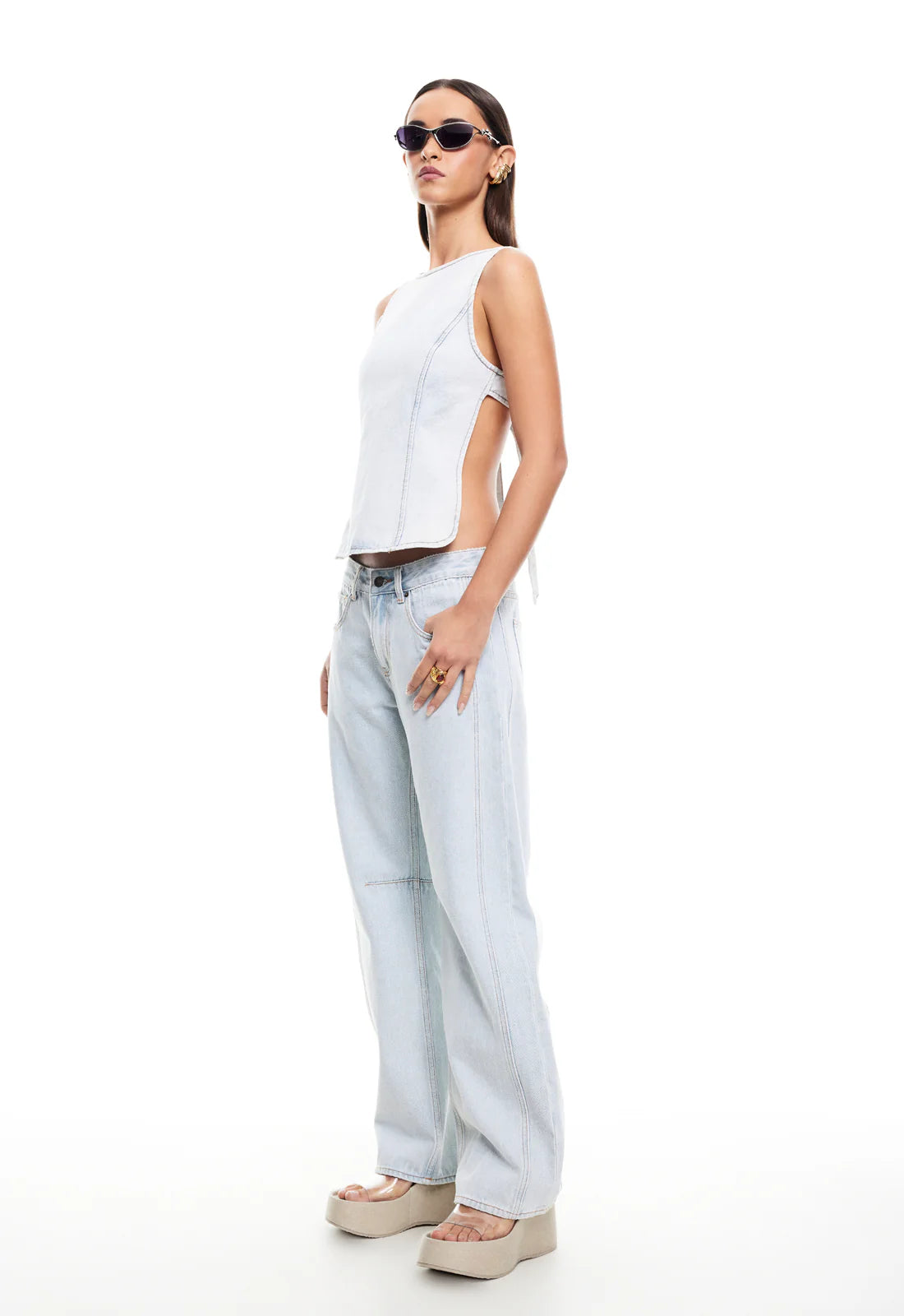 Rider Backless Top - Light Denim