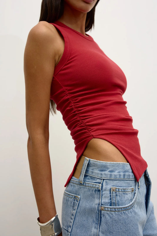 LANA ROUCHED TANK - RED