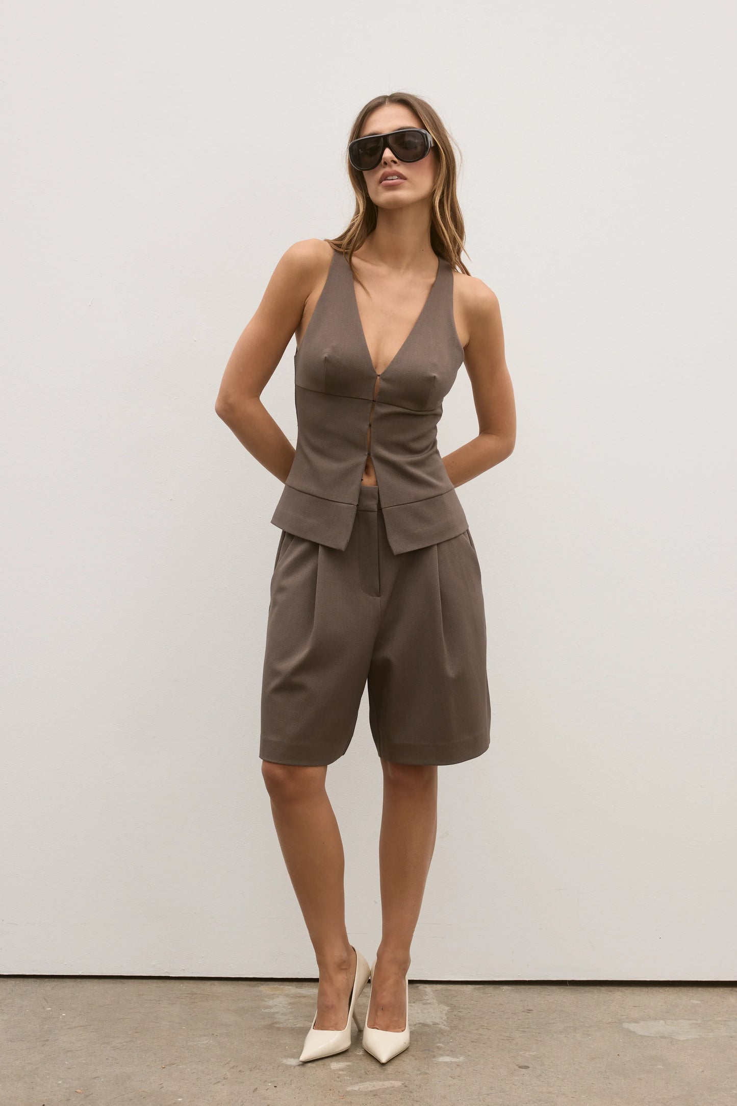 REEVE HALTER TOP - MINK