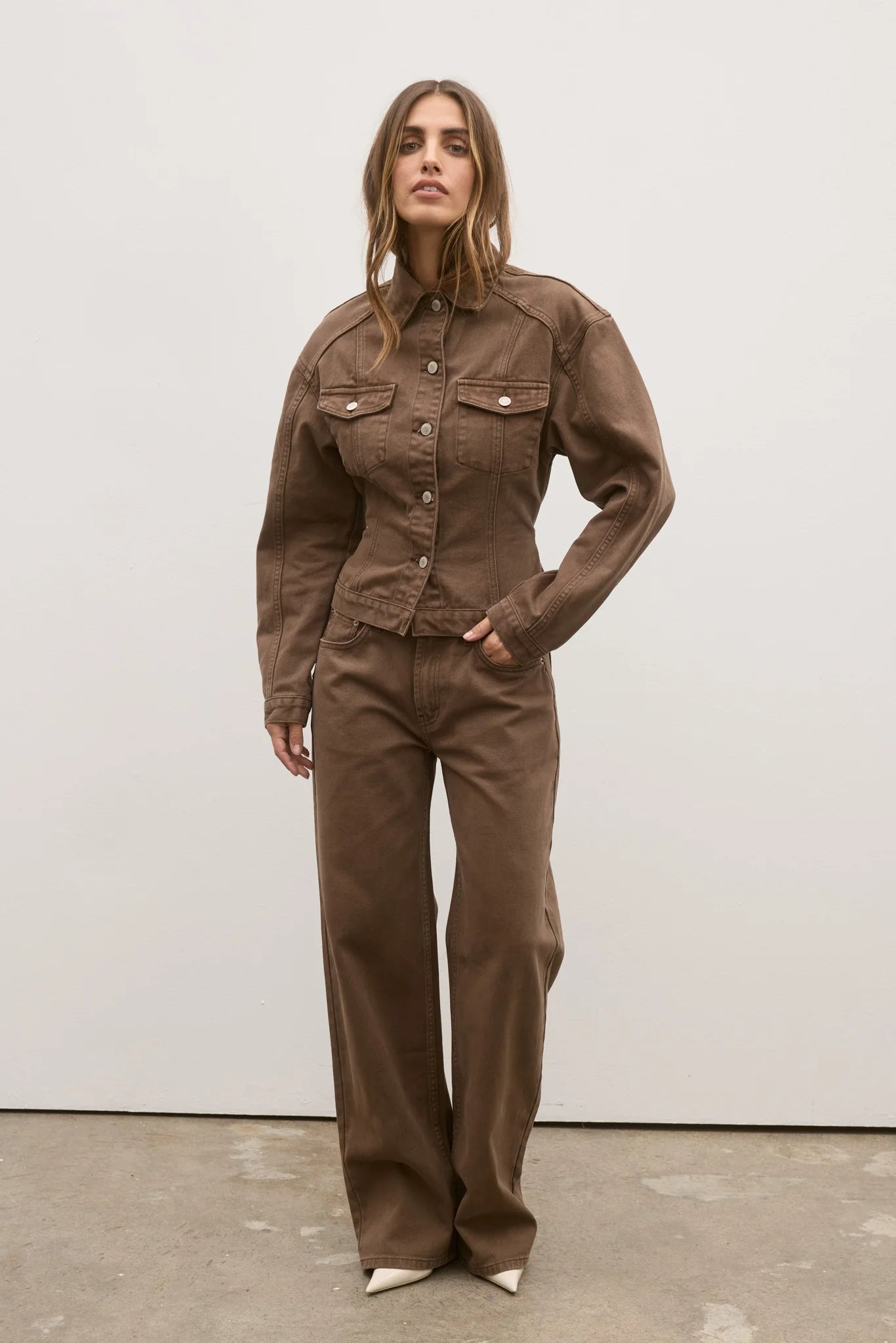 VIOLET DENIM JACKET - CHOCOLATE