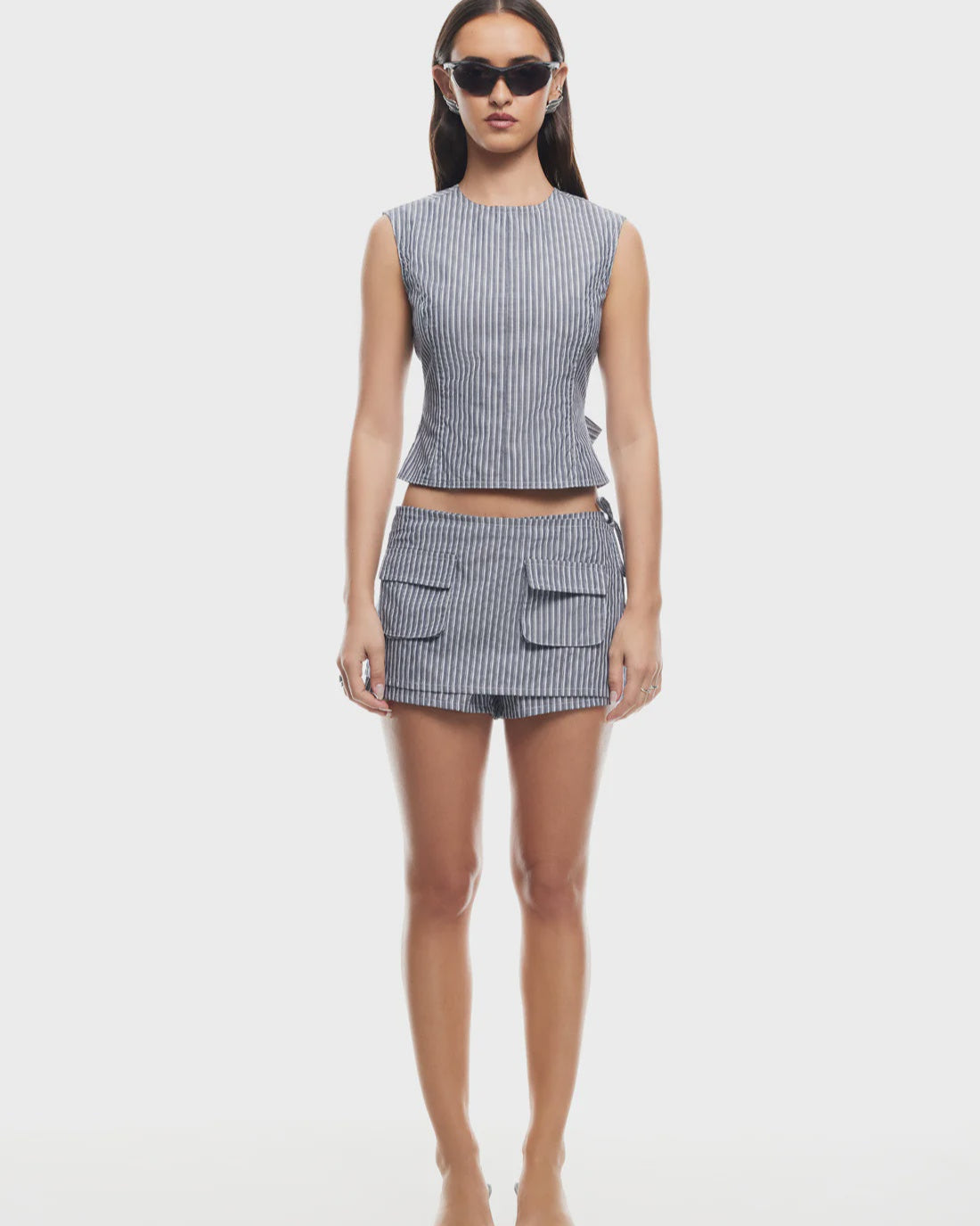 COUNTRYSIDE SKORT - CHARCOAL STRIPE