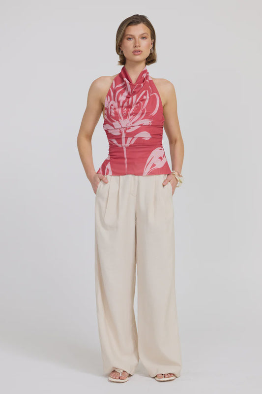Flora Mesh Halter - Hibiscus