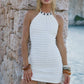 ADALEE RUFFLE TEXTURE MINI DRESS - WHITE