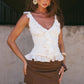 ALEXINA SLEEVELESS RUFFLE TOP - PEARL