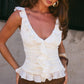 ALEXINA SLEEVELESS RUFFLE TOP - PEARL