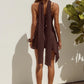 ALORA SCOOP NECK MINI DRESS - CHOC/LEMON POLKA