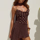 ALORA SCOOP NECK MINI DRESS - CHOC/LEMON POLKA