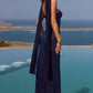 AMANA STRAPLESS SCARF MAXI DRESS - NAVY