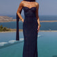 AMANA STRAPLESS SCARF MAXI DRESS - NAVY