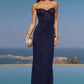 AMANA STRAPLESS SCARF MAXI DRESS - NAVY