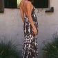 AMINAH V-NECK CROSS BACK MAXI DRESS - SHILOH BROWN