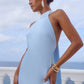 ARABELLE HIGH NECK MAXI DRESS - SKY BLUE